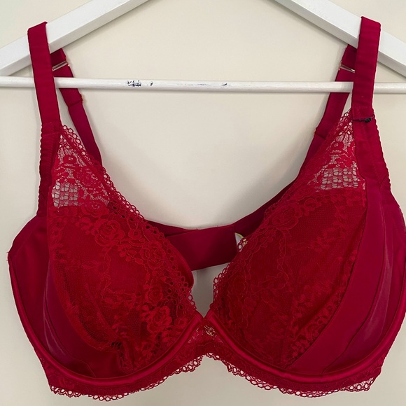 🚨 SALE Red Lace and Silk Bra - Picture 1 of 4